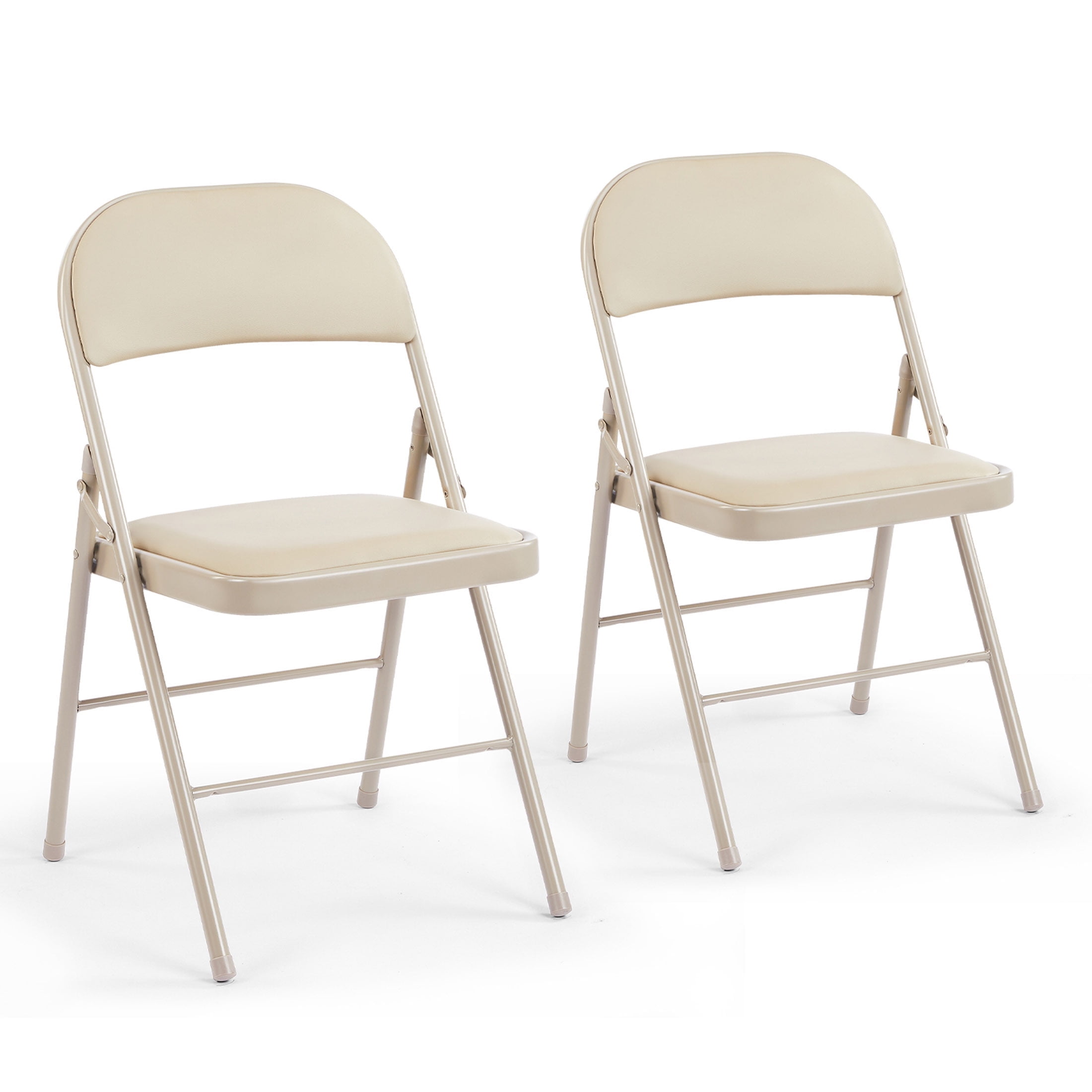 CONCETTA Folding Chairs Set of 2, Padded Leather, Khaki photo 1