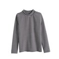 thumbnail image 4 of NORO ARK Girls Striped Mock Neck Long Sleeve Shirts (3-15) Soft Ribbed Knit Slim Basic Layering Fall Casual Acrylic Spandex Tees Gray Size 12, 4 of 6