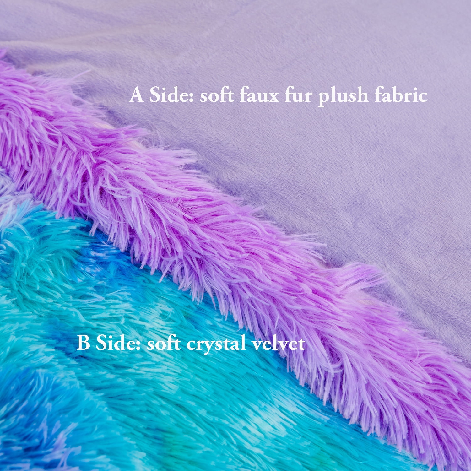 URBONUR 3Pcs Blue Purple Queen Bedding Set for Women Faux Fur Comforter Tie Dye Fluffy Comforter Set Cozy Fuzzy Shaggy Bed Sets(1 Furry Bedding + 2 Plush Pillowcases)