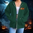 thumbnail image 7 of Halloween Jackets for Women Cute Pumpkin Printed Full Zipper Drawstring Hooded Fashion Spooky Festival Jacket with Pockets Green M, 7 of 7