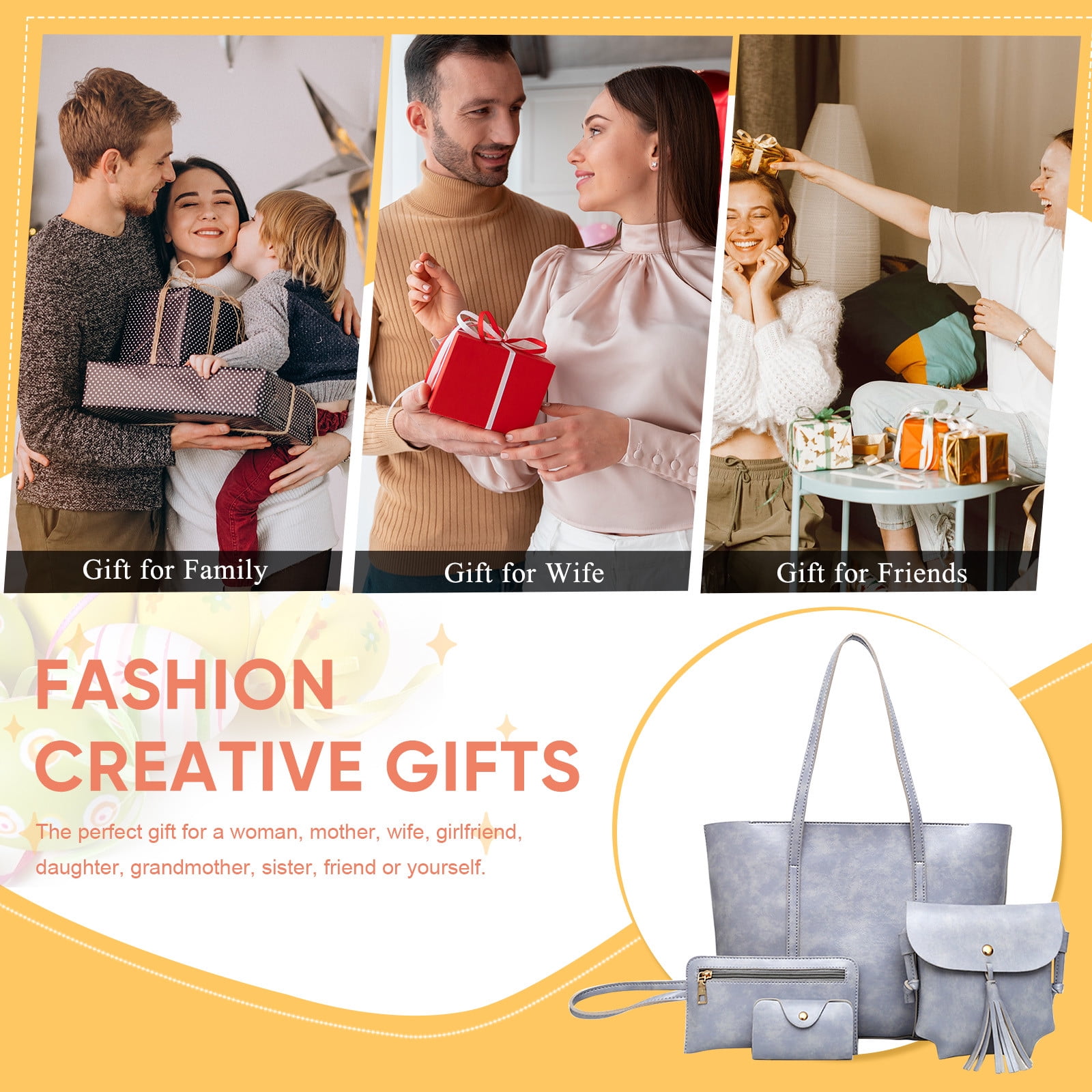 Clearance! Titcea Handbags for Women, Retro Leather Satchel, Tote Bag & Shoulder Bag & Purse & Card Bag Set 4pcs, Gifts for Mom/Her