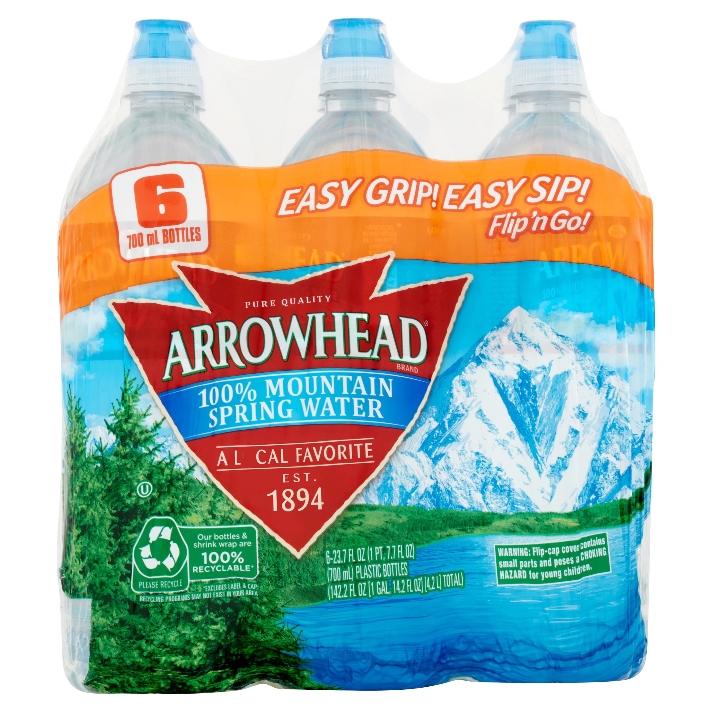 ArrowHead 100% Mountain Spring Water 6 x 23.7 fl oz (142.2 fl oz) by Nestlé Waters North America Inc.
