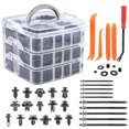 thumbnail image 1 of Car Retainer Clips & Fasteners Kit \u2013 16 Universal Sizes Nylon Bumper, Fender Rivets, Door Panel Clips, and Plastic Rivets with 10 Cable Ties and Removal Tool for Toyota, Ford (620pcs), 1 of 7