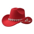 thumbnail image 1 of Sombrero vaquero vaquero de lana roja con diseño de corazón y estrella, 1 of 3