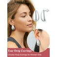 thumbnail image 3 of FOCALOOK Silver Teardrop Earrings for Women Chunky Large Hoop Earrings Dupes Lightweight Hypoallergenic Waterdrop Earrings, 3 of 8