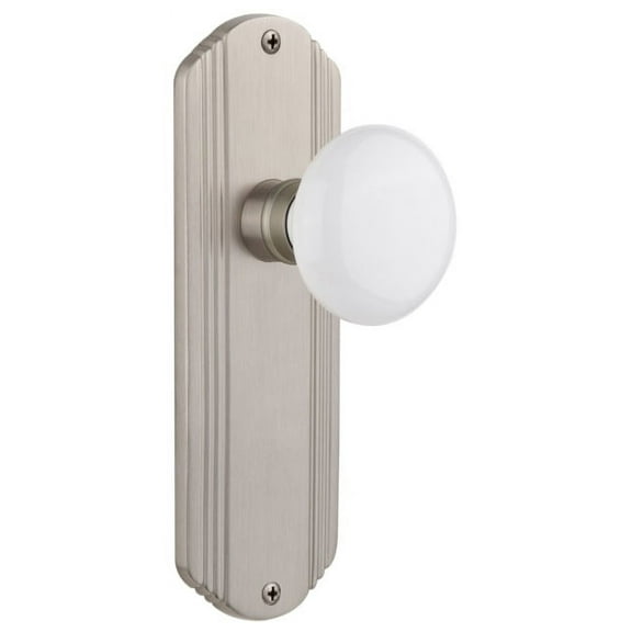 Nostalgic Warehouse Decwhi_Prv_234_Nk Vintage White Porcelain Privacy Door Knob Set -
