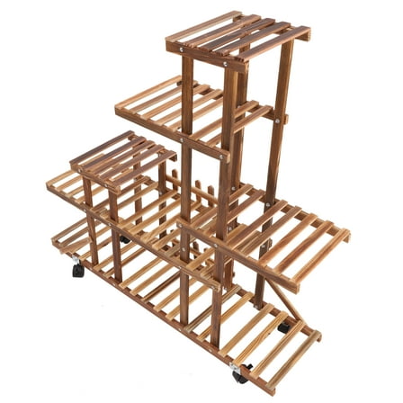 Plant Stand Indoor Plant Shelf Outdoor Wood Plant Rack Multiple Plants 5 Tiers Ladder