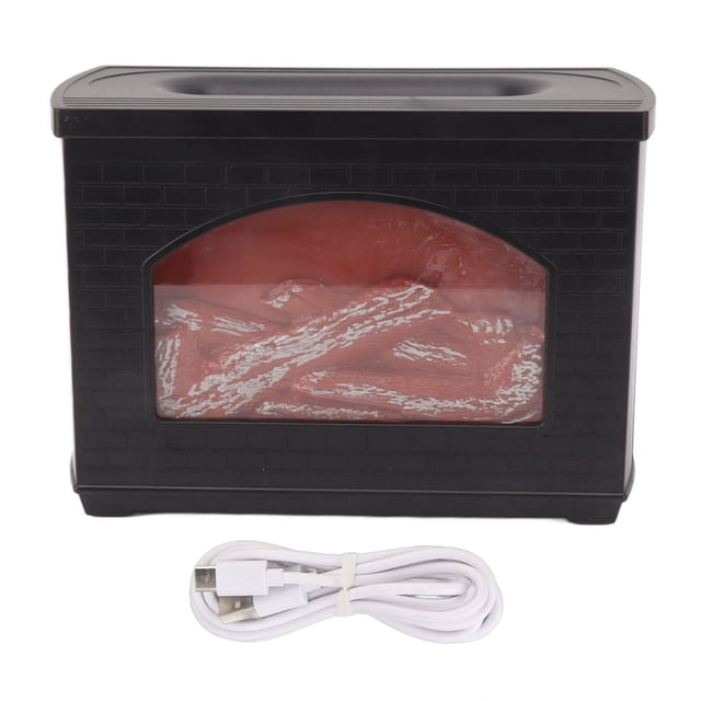 Difusor de llama para chimenea, humidificador de aceites esenciales de escritorio, sin BPA, color negro, 270 ml, 7,5 W, 5 V