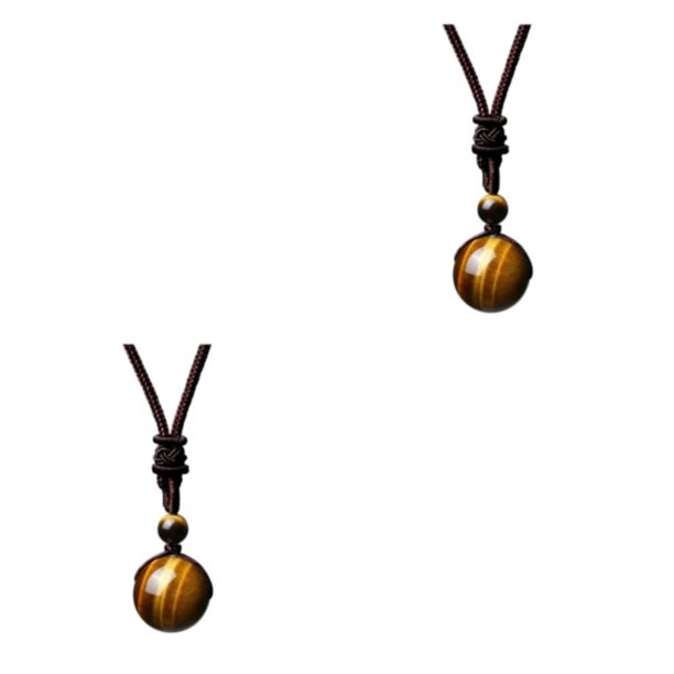 Guardurnaity Collar de piedra Natural de 16mm para hombre, colgante de bola de cristal portátil para banquete de fiesta, diseño Simple, adorno de Tipo 1 2piezas