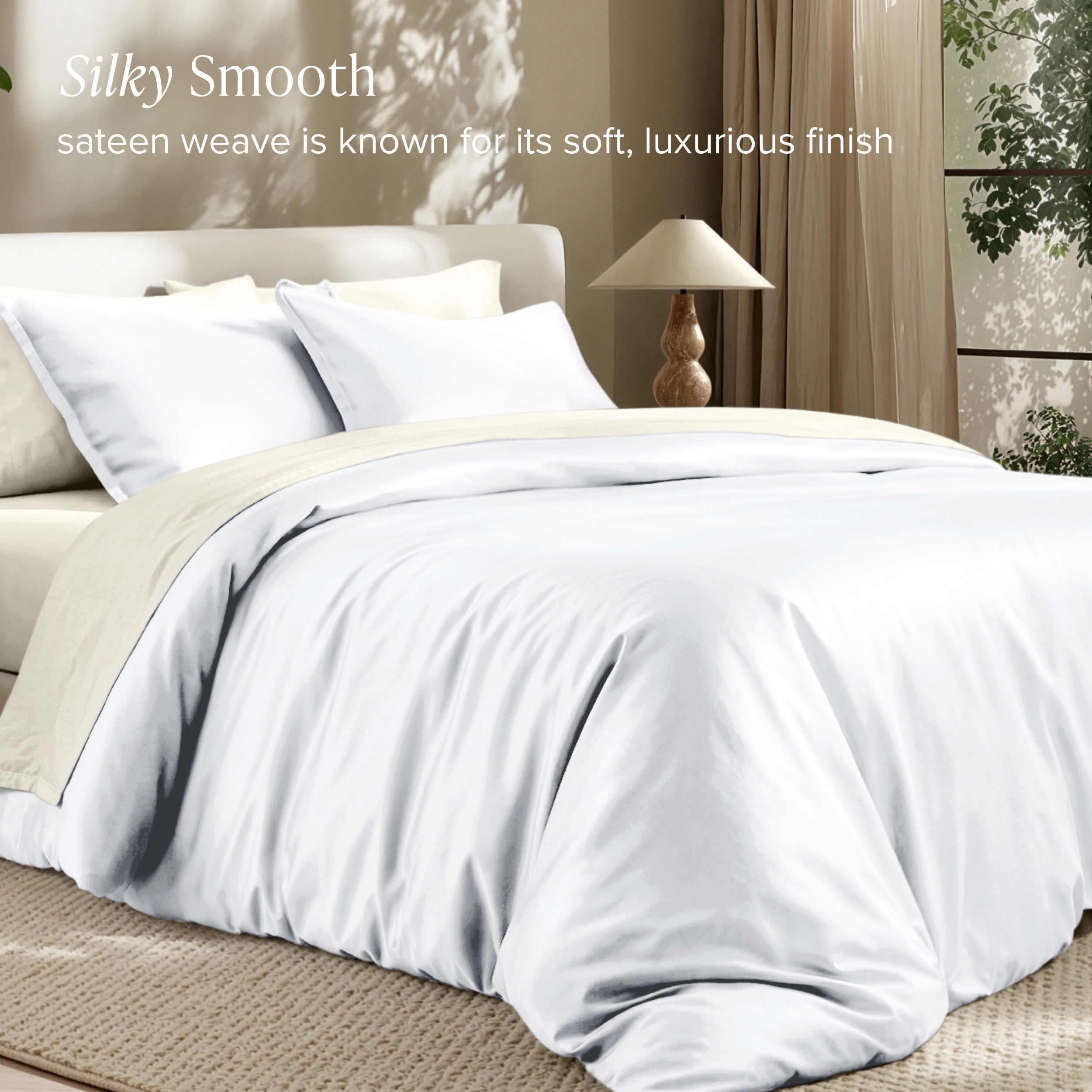 Bare Home TENCEL™ Duvet Cover Set - Lyocell derived from Eucalyptus - King/Cal King, White