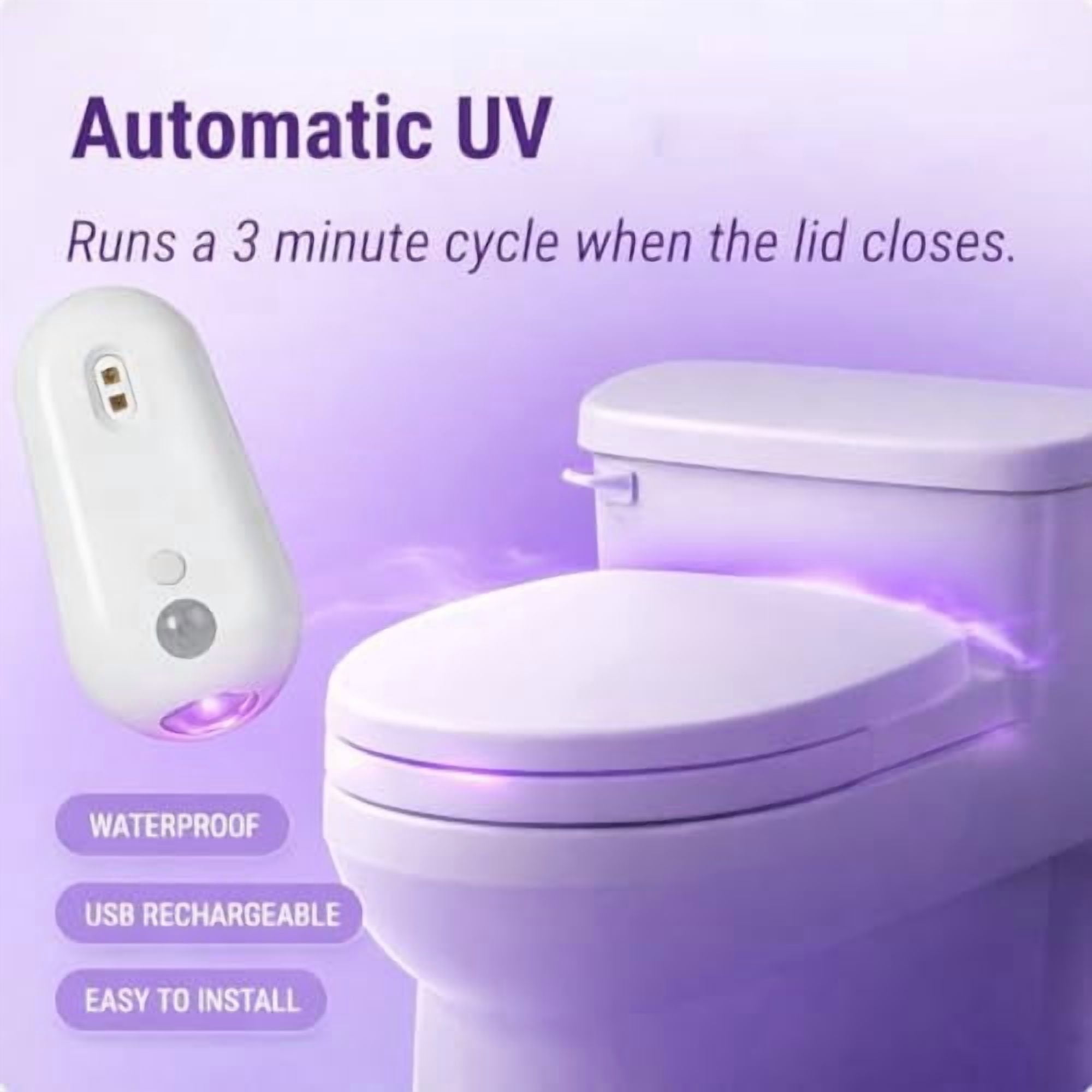 Purivio Self Cleaning UV Toilet Sensor Light, Waterproof Deodorizing Toilet Cleaning Light, Motion-Activated, Rechargeable, Night Light, for Shared Bathrooms, for Night Use, Kids & Elderly Safe