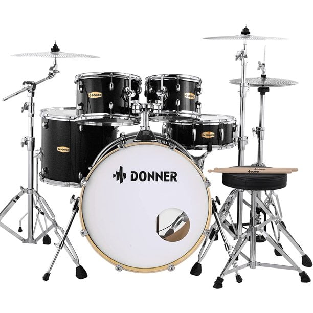 Donner Drum Set Adult with Silent System, 5Piece Full Size
