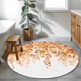 thumbnail image 3 of Round Rugs 3.3Ft, Orange Eucalyptus Leaves Round Area Rug Washable Indoor Throw Carpet, Spring Floral Summer Botanical Soft Non Slip Circle Rug for Laundry Room Patio Home Decor Aesthetic, 3 of 8