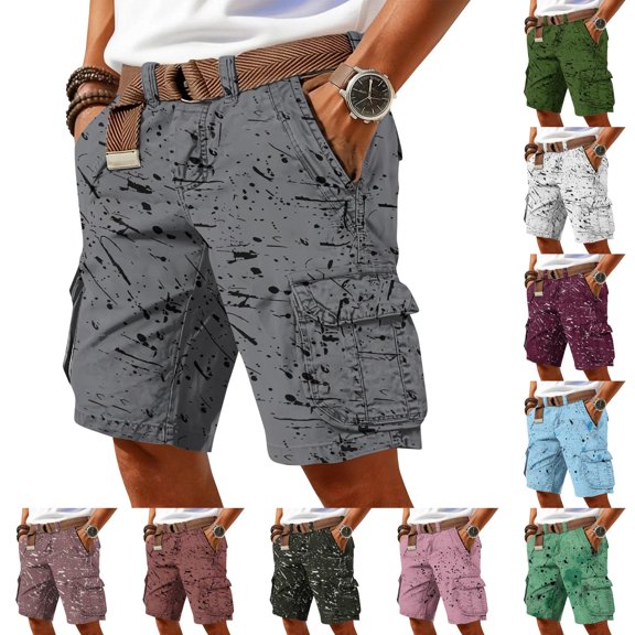 Graffiti Style Cargo Shorts For Men With Side Pockets And Adjustable Waistband Showcasing Streetwear Aesthetic Black L