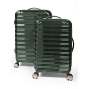 iFLY Hardside Luggage Fibertech 2 Piece Set, 20 Inch Carry-on Luggage and 28 Inch Checked Luggage, Green/Gold