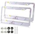 thumbnail image 2 of Coolnut Daisy Butterfly License Plate Frames 2 Pack, Waterproof Aluminum Alloy Car Tag Holder 2 Holes License Plate Covers with Screw Caps Auto Accessories, 2 of 7