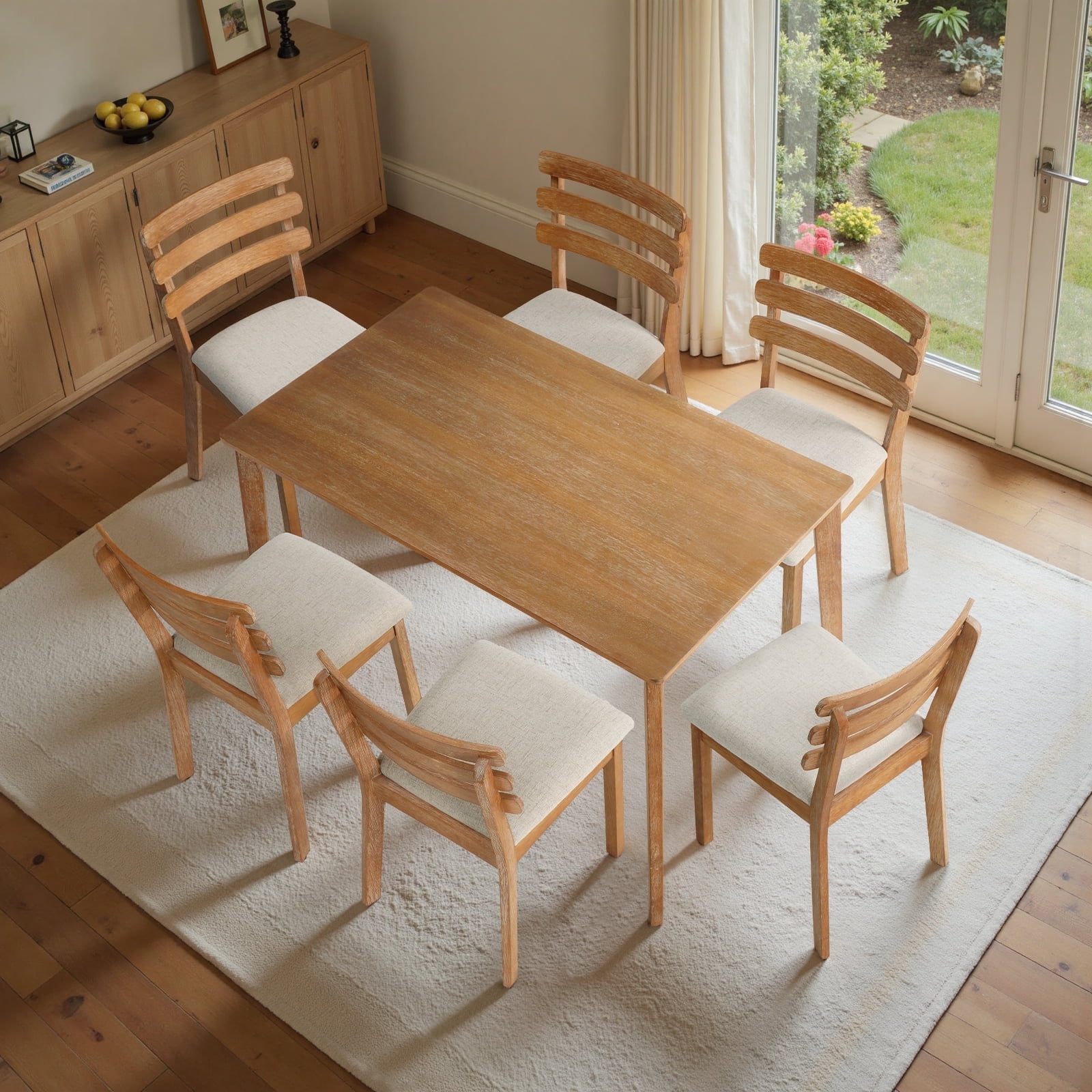Kithkasa 47" Dining Table for 6 People,Wooden Farmhouse Kitchen Table for Kitchen, Living Room,Dining Room,Natural