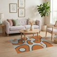 thumbnail image 3 of ODIKA 4'x6' Orange Black Mid Century Modern Design Washable Area Rug Abstract Kwaito Style with Fluid Shapes for Dorm Room, Small Living Stain Resistant Low Profile, Easy Care, 3 of 7