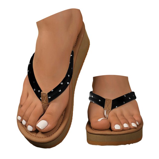 IUJSOY Sandales à Enfiler pour Femmes, Assise Plantaire Confortable, Sandales de Plage à Plateforme Compensée, Sandales à entre-Doigts à Enfiler