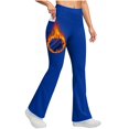 thumbnail image 2 of Women'S Fleece Lined Pants High Waist Winter Thermal Warm Flare Leggings Hiking Yoga Pants With Pockets Wide Leg Pant, 2 of 9