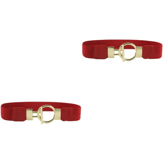 2 PCS Woman Stretchy Waist Belt Wide Women's Belts Miss Red
