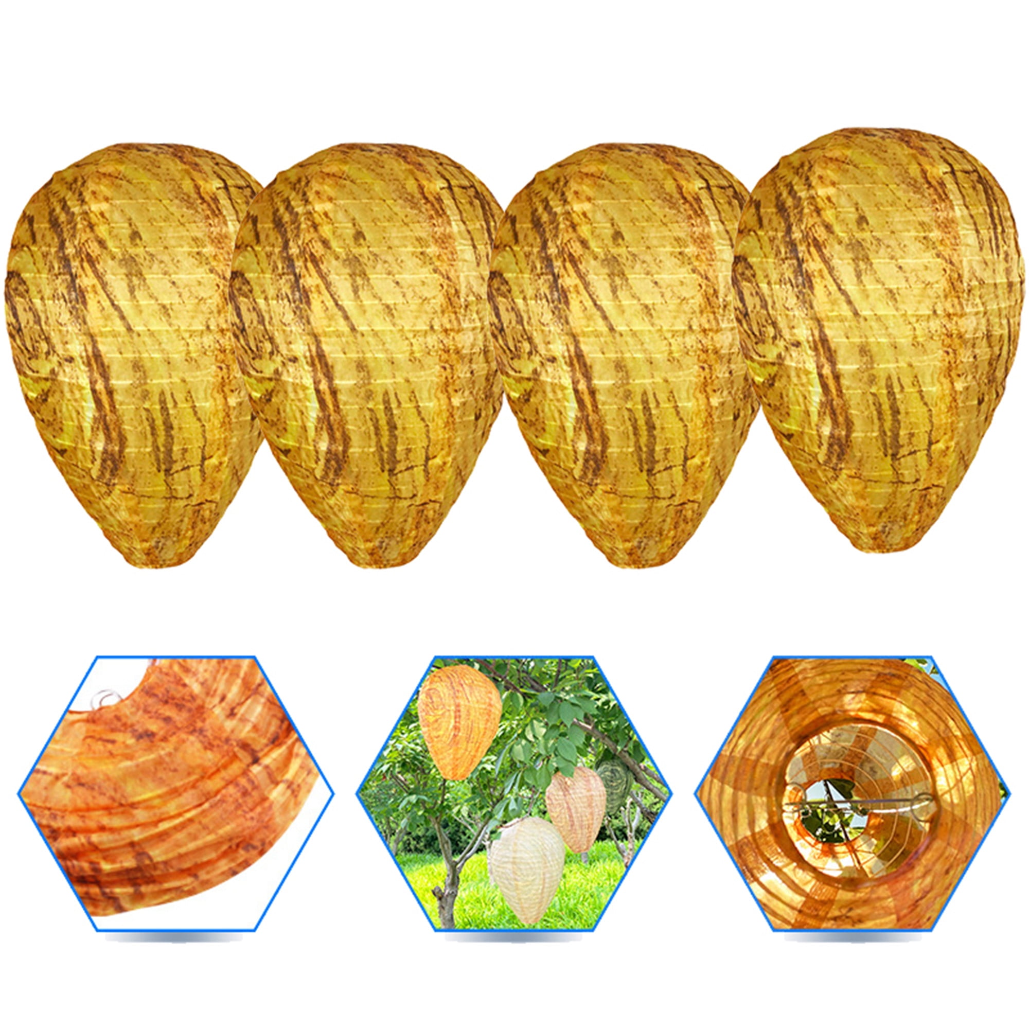 Elbourn Waterproof Fake Wasp Nest Decoys Hanging Bee Deterrents