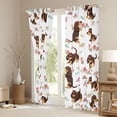 thumbnail image 3 of Feelyou Kawaii Brown Dachshund Blackout Curtains Set of 2 (52x84 Each), Vintage Pink Rose Window Curtains, Cartoon Dog Animal Curtains and Drapes, Blackout Curtains Room Decor, 3 of 6