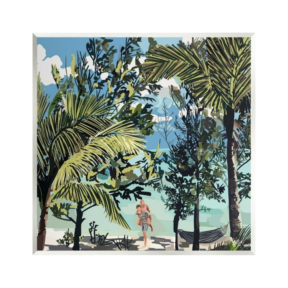 Stupell Industries Couple on Summer Beach Nature Painting Unframed Art Print Wall Art, 12 x 12