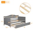 thumbnail image 3 of Arcticscorpion Twin Daybed with Trundle, Pine Wood,  for Kids & Teen indoor, No Box Spring Needed, Gray, 3 of 7