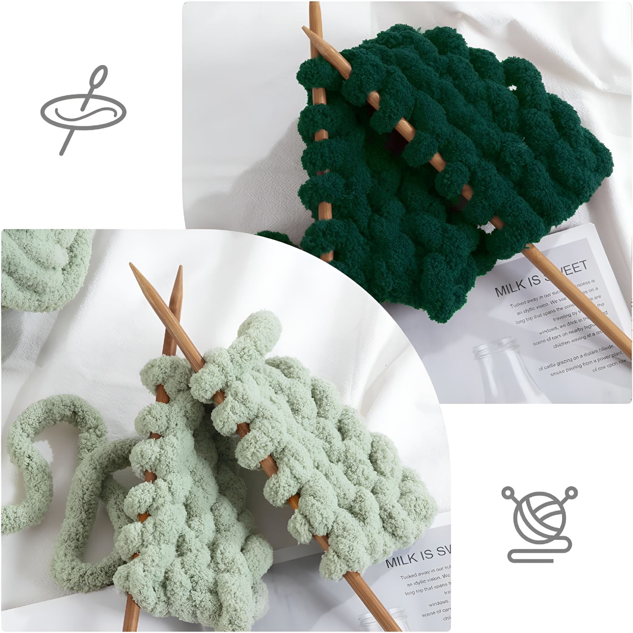 AUQ 2026 New 8Pcs Assorted Chunky Yarn for Crocheting,Super Bulky Large Soft Fluffy Yarn,Plush Fuzzy Yarn,Thick Chenille Yarn for Hand Knitting/Arm Knitting(27Yds,8 Oz Each Skein)