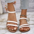 thumbnail image 6 of LOVZFMLL Sandals for Women Ankle Strap Open Toe Flat Sandals Summer Dressy Sandals for Casual Beach Walking Travel White 9.5, 6 of 9