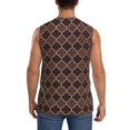 thumbnail image 4 of Bixox Men's Brown Gold Grid Printed Shirt Sleeveless Fitness Tank Top-Small, 4 of 7