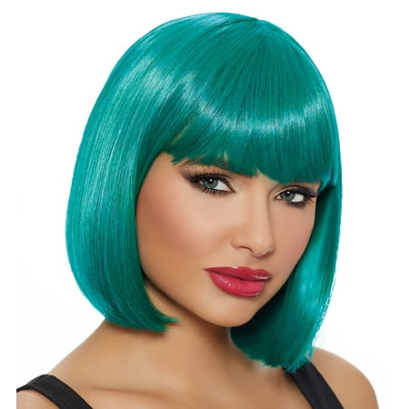 Length Bob Style Wig - Dreamgirl Women's Mid Length Teal Bob Wig