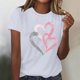 thumbnail image 1 of TaTaai Ladies' Valentine Heart Print Round Neck Short Sleeve Shirt, Valentine's Day Gift, Casual Festival Fashion Top Gift, 1 of 4