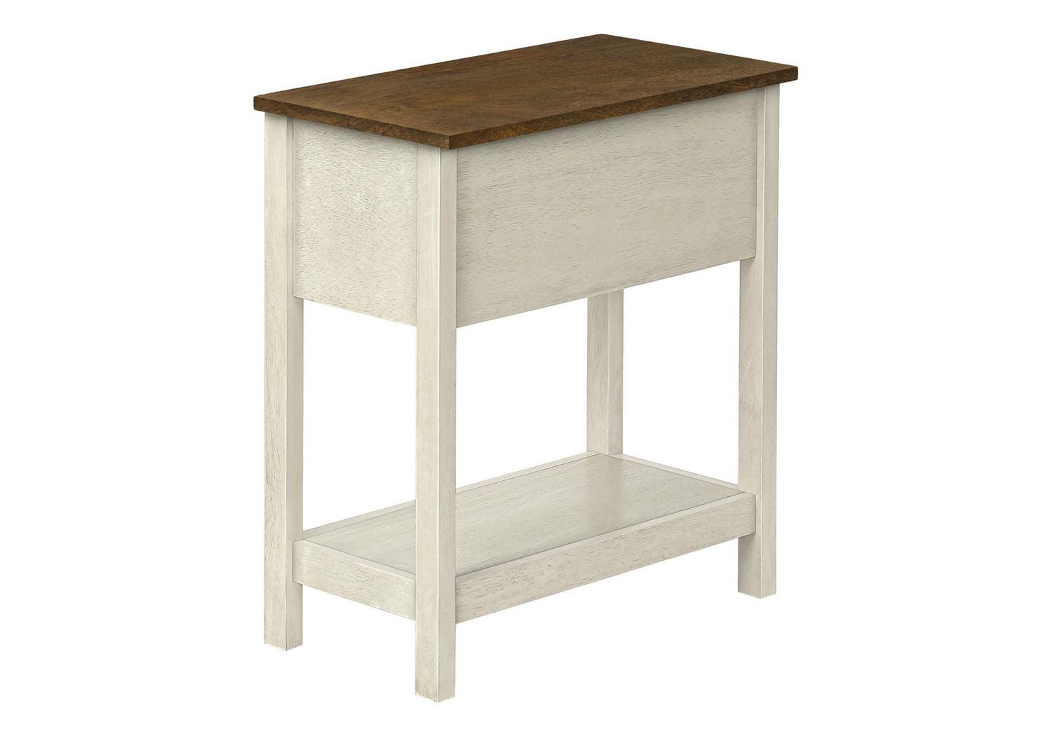 Monarch Specialties Accent Table, End, Side Table, 2 Tier, Narrow, Bedroom, Lamp, Storage Drawer, Grey Veneer, Transitional