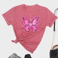 thumbnail image 2 of YFNNUP Pink Butterfly Ribbon Shirts for Women 3/4 Sleeve Breast Cancer Shirt Casual Crewneck Tee Shirts Slim Fit T-Shirts, 2 of 4
