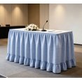 thumbnail image 5 of Blue Checkered Ruffled Table Skirt, Detachable Wrap‑Around Table Curtain With Fastener Tape, Under‑Table Concealment Cover For Wedding Banquet, Buffet, Party, Podium Decoration (Blue), 5 of 6