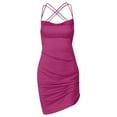 thumbnail image 5 of gcong Cocktail Dresses for Women Satin Ruched Lace Up Bodycon Mini Dress Backless Spaghetti Strap Party Dress for Cocktail Clubwear Hot Pink, 5 of 5