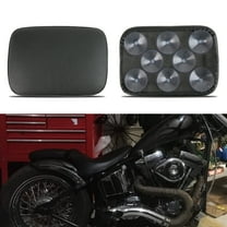 DREAMIZER Motorcycle Leather Pillion Rear Passenger Pad Seat 8 Suction Cup Rectangular Passenger Seat Compatible with Harley Bikes Custom Black