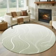 thumbnail image 2 of Round Rugs 7 Ft, Sage Green Geometric Non Slip Area Rugs for Kitchen Bedroom Entryway, Modern White Stripe Distortion Art Washable Carpet Runner Rug Floor Mats for Bedroom Home Decor, 2 of 9