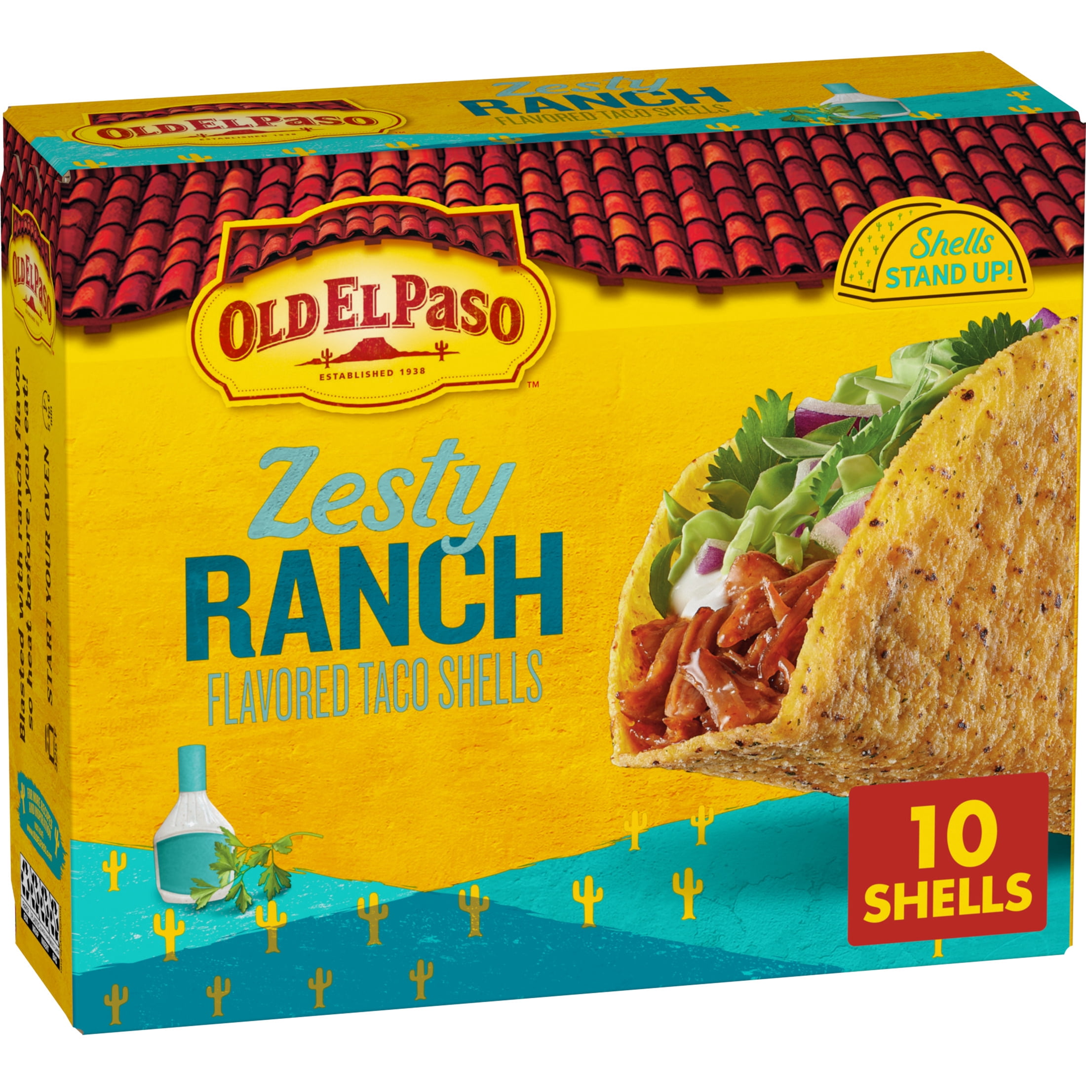 (6 pack) Old El Paso Stand 'N Stuff Crunchy Taco Shells, Zesty Ranch, Gluten Free, 10 Count, 5.4 oz