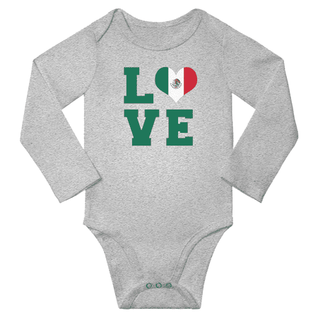 

Love Mexico Heart Flag Baby Long Slevve Bodysuit (Gray 18-24 Months)