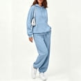 thumbnail image 5 of Trgacdwlo Womens Sweatsuits 2 Piece Set Tracksuit Plain Hoodie with Cuffed Jogger Sweatpants Fall Winter Matching Sweat Set Light Blue M, 5 of 6
