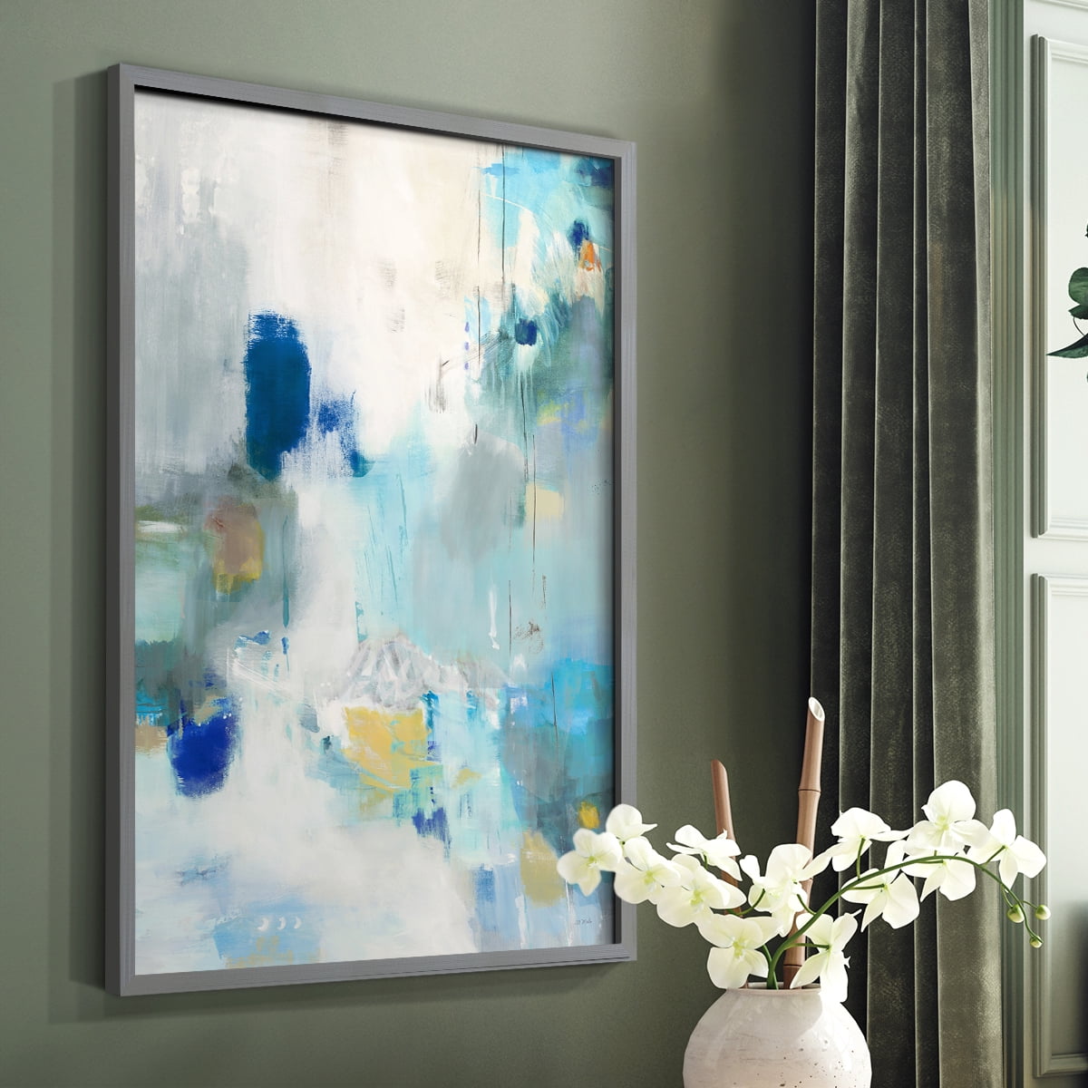 Celeste Motion II Framed Print in Gray Solid Wood Framed Print No Nail Hanging