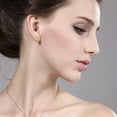 thumbnail image 2 of Gem Stone King 18K White Gold Yellow Sapphire and Diamond Stud Earrings for Women (0.72 Cttw, Round 4MM), 2 of 4