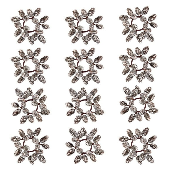 12pc Acrylic Pinecone Candle Rings - for Christmas Decor - Factory Direct Craft