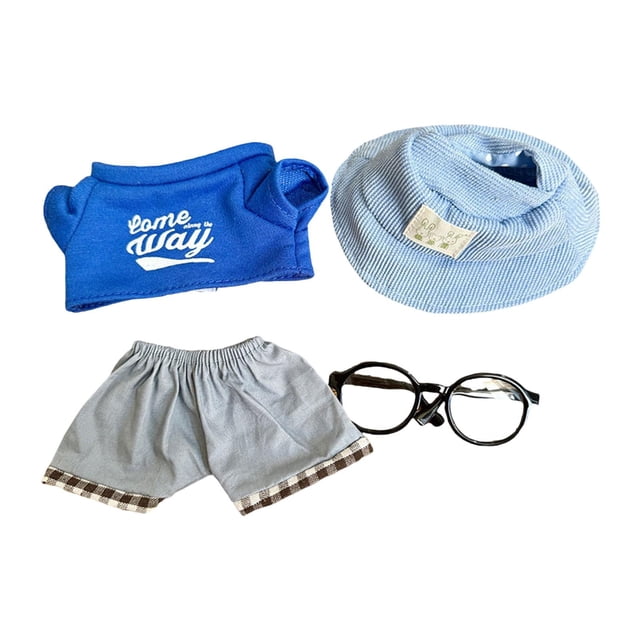 Ropa de peluche de pato para muñecas de 15 cm. Cómodo atuendo para muñecas de peluche. Camisa Azul Sombrero