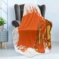 thumbnail image 4 of High Heels Soft Flannel Fleece Throw Blanket, Pair of Dashing Female Shoes Vivid Paint Splashed Backdrop, Cozy Plush for Indoor and Outdoor Use, 50" x 70", Burnt Orange Mustard, by Ambesonne, 4 of 5