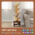 thumbnail image 5 of Casacomoda 6 Tier Tall Tree Bookshelf with LED Lights, Bookcase with Double Storage Cabinet, Narrow Corner Display Shelf, Floor Standing Organizer for Living Room, Bedroom, Home Office, Brown, 5 of 8