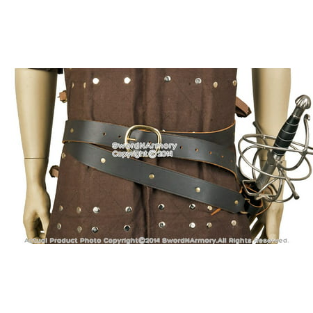 Double Wrap Brown Leather Sword Belt with Frog for Medieval Viking Pirate Attire